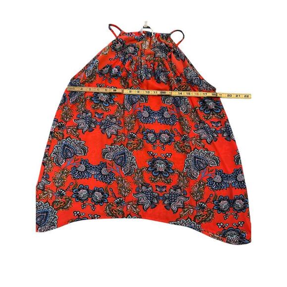 Collective Concepts Women's Red Floral Keyhole Halter Neck Tank Top Size Large - Picture 2 of 9